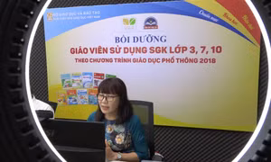 Một lớp bồi dưỡng giáo viên theo hình thức trực tuyến. Ảnh: Hà Vy