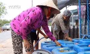 Hỗ trợ nước sinh hoạt cho nhân dân vùng thiên tai xâm nhập mặn tại Tiền Giang