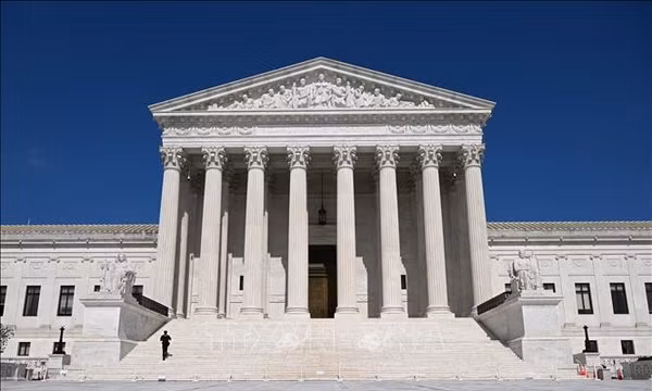 Tòa án Tối cao Mỹ ở Washington, D.C. Ảnh: THX/TTXVN phát