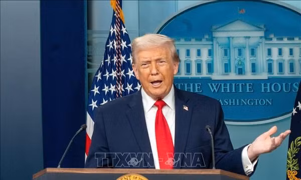 Tổng thống Mỹ Donald Trump phát biểu tại Nhà Trắng. Ảnh: THX/TTXVN