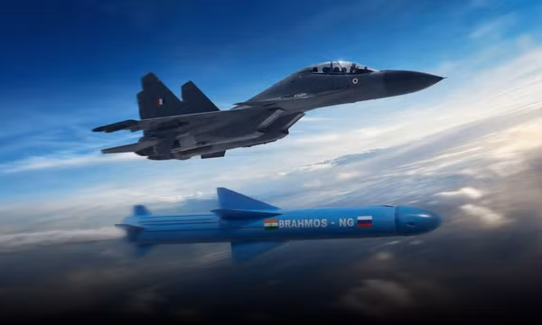 Đồ họa mô tả phiên bản phóng từ trên không của tên lửa BrahMos missile. Ảnh: RT