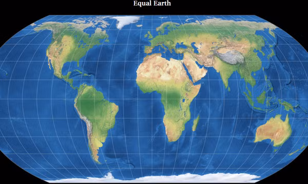 Bản đồ thế giới qua phép chiếu Equal Earth (ảnh trên) và Mercator (ảnh dưới). Nguồn: Al Jazeera