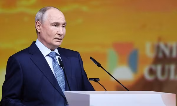 Tổng thống Nga Vladimir Putin tuyên bố Nga không có kế hoạch cũng như động cơ tấn công châu Âu. Ảnh: Sputnik