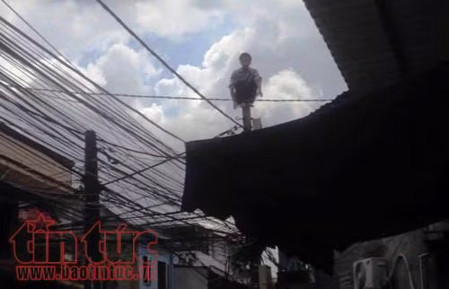 Thanh niên 'ngáo đá' trèo cột điện la hét suốt buổi sáng ảnh 1