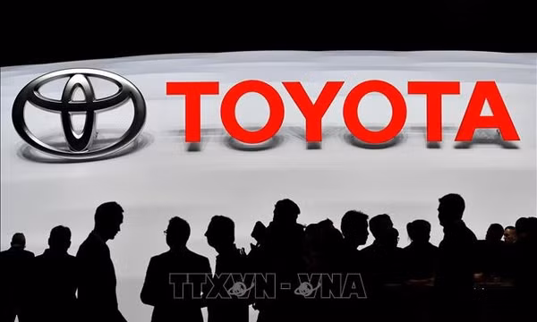 Biểu tượng Toyota. Ảnh: AFP/TTXVN (Không được phép sử dụng, chia sẻ bởi bên thứ ba)