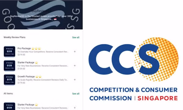 Hình ảnh các gói mua đánh giá giả. Ảnh: Ủy ban Cạnh tranh và Bảo vệ Người tiêu dùng Singapore (CCS)
