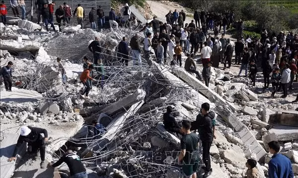 Ngôi nhà tại thị trấn Beit Awa, thành phố Hebron, Bờ Tây bị phía Israel phá dỡ. Ảnh: THX/TTXVN
