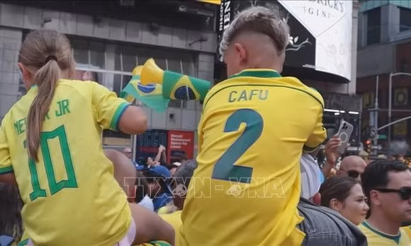 Cổ động viên Brazil . Ảnh: Thanh Tuấn - Phóng viên TTXVN tại Mỹ