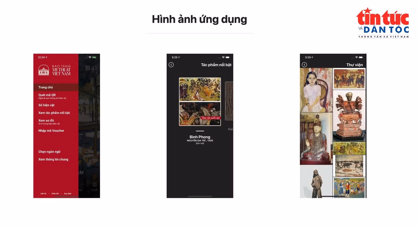 Các tính năng nổi bật trên ứng dụng iMuseum VFA. (Ảnh: HP/Báo Tin tức và Dân tộc)