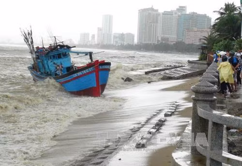 Tàu cá bị sóng đánh chìm ngoài khơi Nha Trang ảnh 1