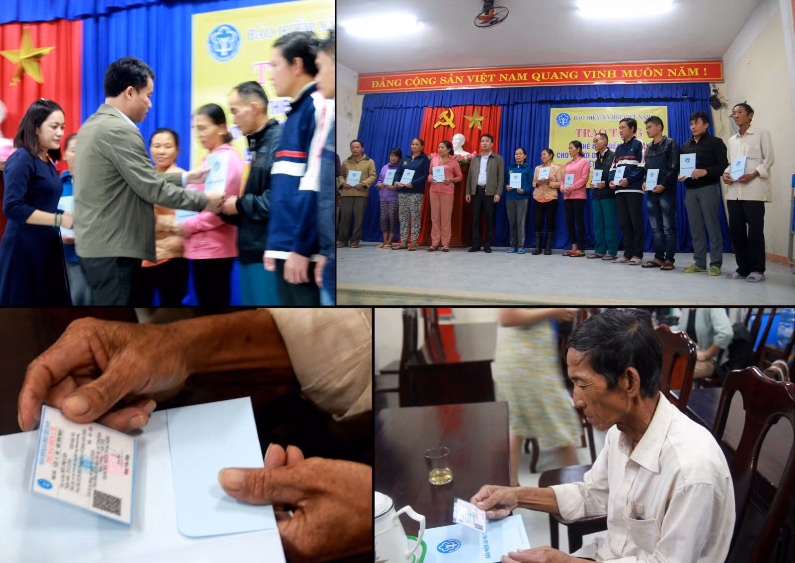 Lãnh đạo BHXH Việt Nam trao thẻ BHYT tại xã Hòa Bắc, huyện Hòa Vang, TP Đà Nẵng.