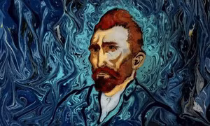 Vẽ tranh Van Gogh trong chậu nước đen màu