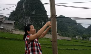 Thôn đặc biệt khó khăn dùng cọc tre kéo điện
