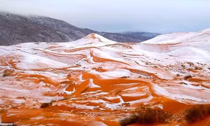 Ngắm tuyết rơi trên sa mạc Sahara đẹp “mê li”