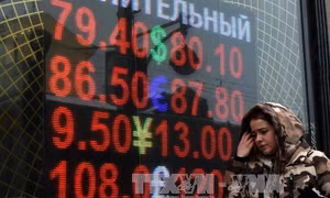 Tỉ giá đồng ruble của Nga thấp kỷ lục 
