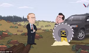 Phim hoạt hình Tổng thống Putin tiễn quan tham về trời