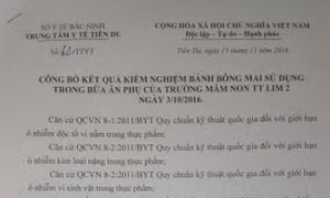  Kết quả kiểm nghiệm mẫu bánh kem tại trường Mầm non thị trấn Lim 2