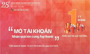 Mở tài khoản – Nhận quà lớn cùng Agribank