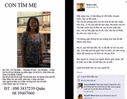 Tìm được mẹ nhờ đăng tin trên Facebook ảnh 1