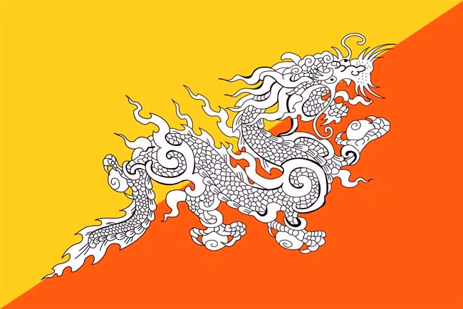 Rồng trắng trên quốc kỳ Bhutan. Ảnh: Daily Bhutan