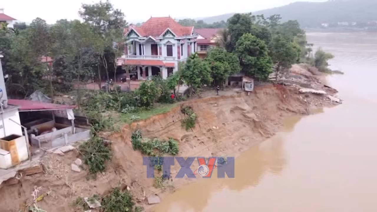 Yêu cầu xử lý khẩn cấp sự cố sạt lở bờ sông Lô