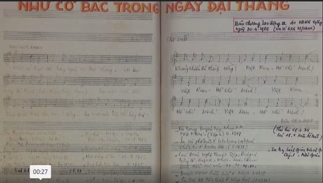 Trưng bày bản thảo 'Như có Bác trong ngày vui đại thắng' còn nguyên bút tích của nhạc sĩ Phạm Tuyên