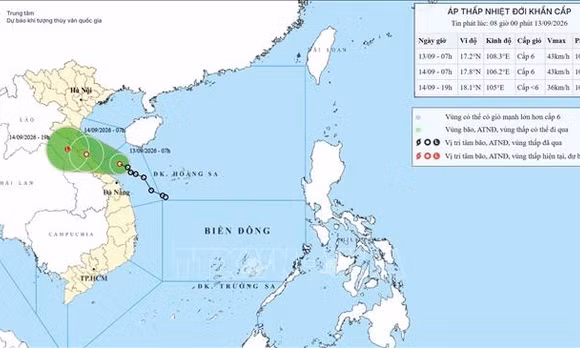 Áp thấp di chuyển nhanh hơn trên vùng biển Quảng Trị - TP Huế