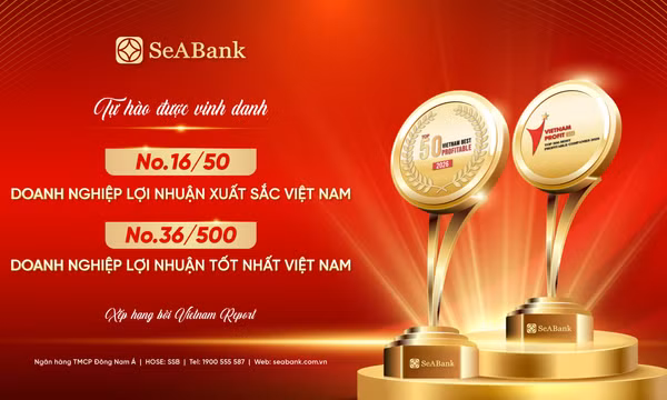 SeABank xếp thứ 16 trong Top 50 Doanh nghiệp lợi nhuận xuất sắc Việt Nam