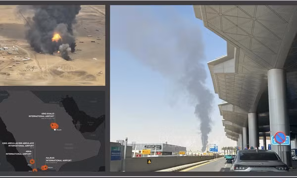 Sân bay Riyadh bị tấn công dồn dập, Anh nêu 5 quốc gia có thể đi đường bộ để rời Saudi Arabia