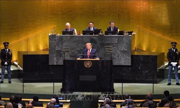 Tổng thống Mỹ Donald Trump phát biểu trước Đại hội đồng LHQ ở New York, ngày 22/9/2026. Ảnh: THX/TTXVN phát