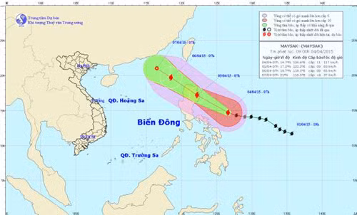 Ngày 6/4, tâm bão Maysak cách Hoàng Sa 770km về phía Đông Bắc ảnh 1