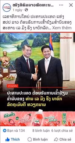 Bài đăng trên trang Facebook chính thức của tờ Laophattana News. Ảnh: TTXVN phát