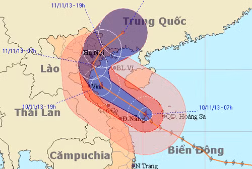 Bão HaiYan đang đi song song bờ biển Trung Trung bộ ảnh 1