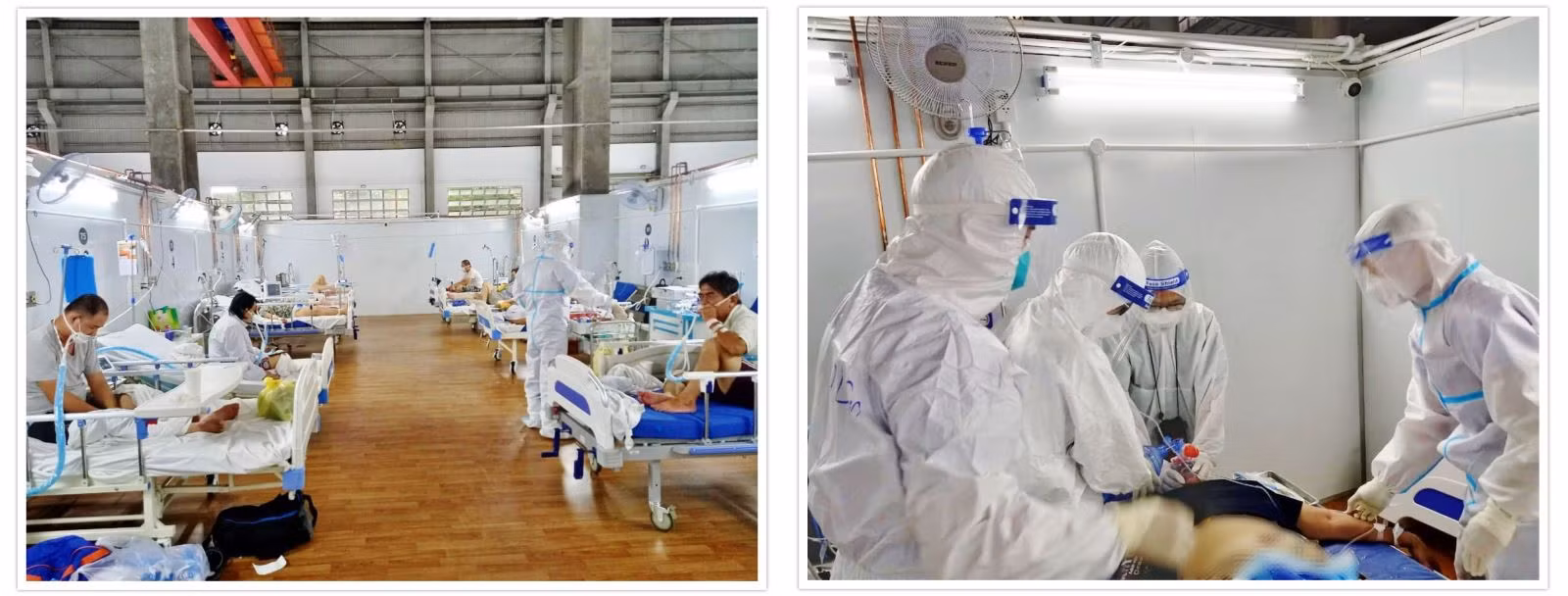 Phòng điều trị bệnh nhân COVID-19 nặng ở Trung tâm Hồi sức cấp cứu COVID-19 do Bệnh viện Bạch Mai phụ trách.