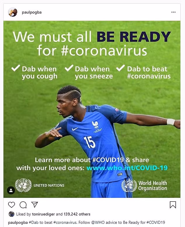 Paul Pogba nhắc nhở mọi người rửa tay để phòng chống COVID-19. Ảnh: PaulPogba/Twitter