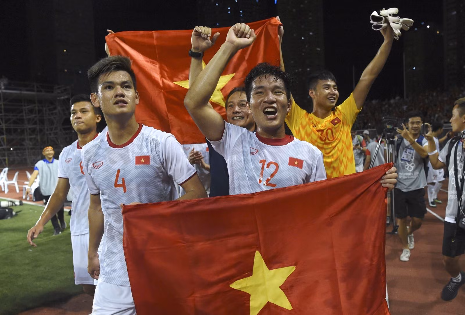 Tuyển U22 Việt Nam hiện thực giấc mơ HCV SEA Games. Ảnh: TTXVN