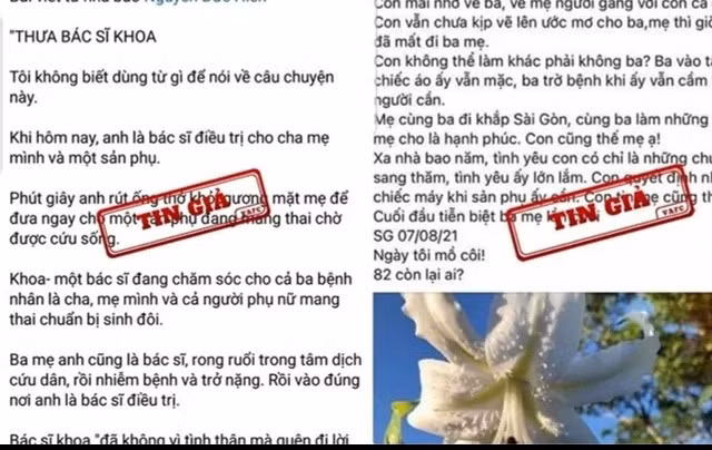 Chủ tài khoản facebook N.Đ.H (nhà báo) chia sẻ tin giả.