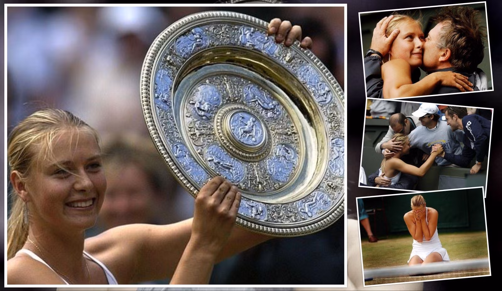 Những vất vả được đền đáp khi Sharapova giành danh hiệu Grand Slam đầu tiên tại Wimbledon 2004. Ảnh: EPA