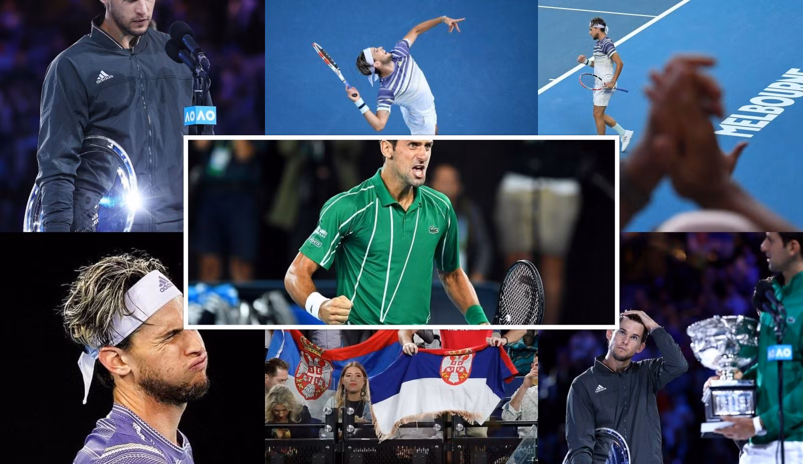Trận chung kết Grand Slam đầu tiên trong năm căng thẳng và nhiều cảm xúc kéo dài 5 séc. Ảnh: EPA
