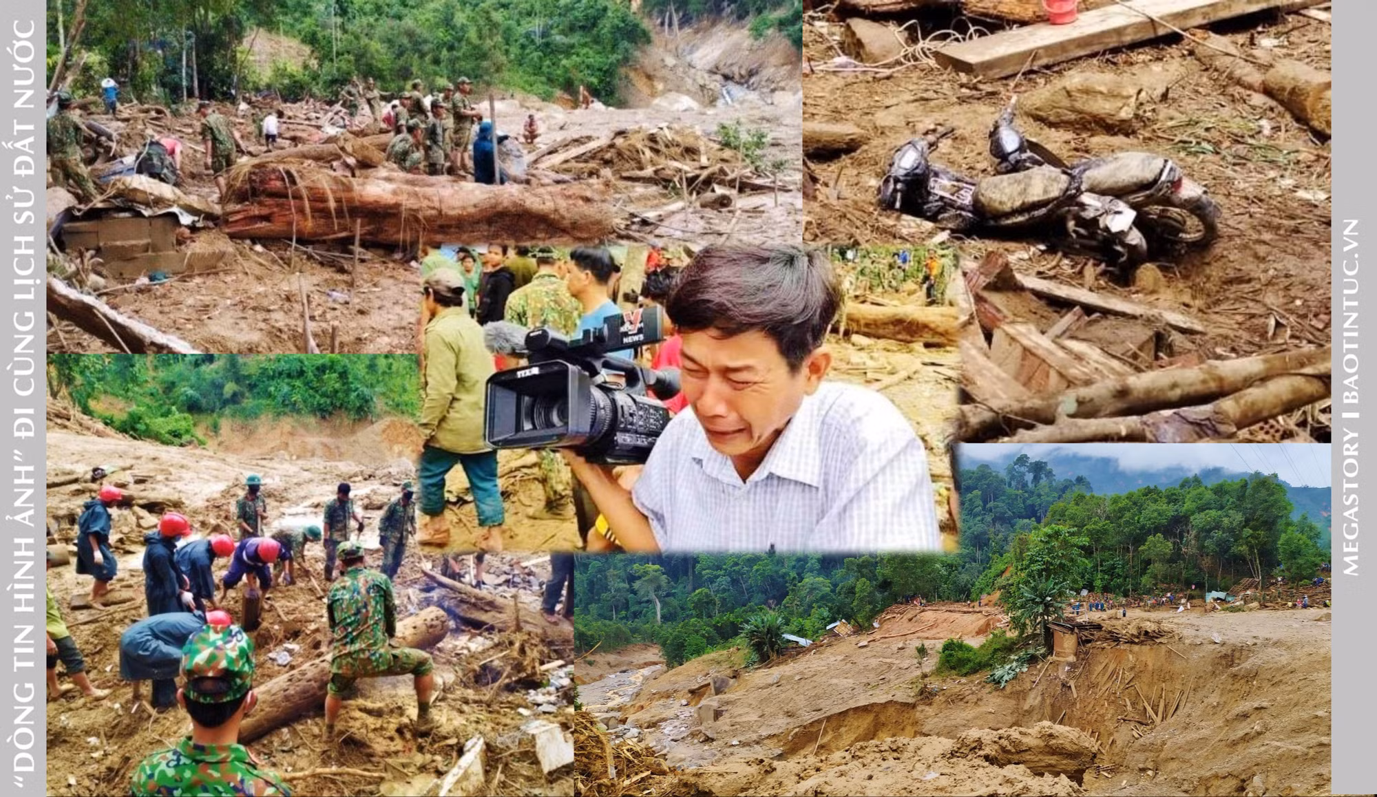 "Người phóng viên của TTXVN quay máy đi chỗ khác, anh nghẹn khóc khi một em bé được đưa ra từ bùn đất".