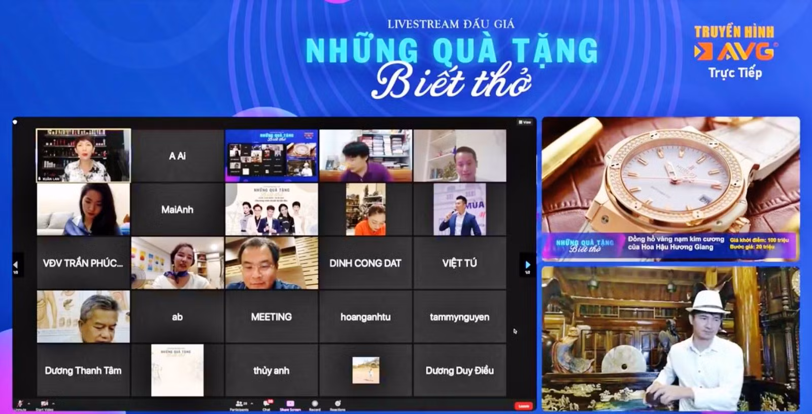 Livestream bán đấu giá các kỷ vật, vật phẩm có ý nghĩa thu hút hàng nghìn tham gia online.