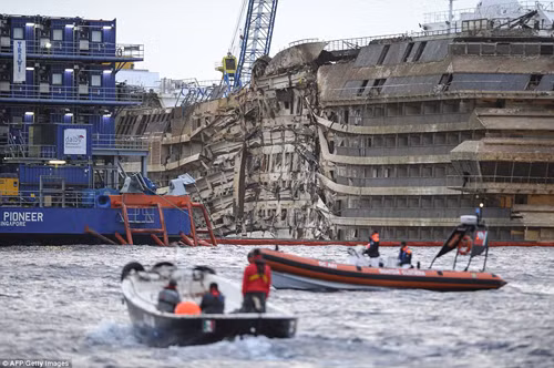 Cận cảnh lật đứng tàu Costa Concordia ảnh 7