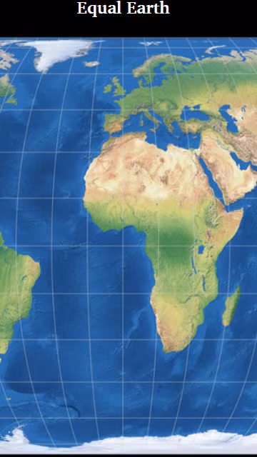 Bản đồ thế giới qua phép chiếu Equal Earth (ảnh trên) và Mercator (ảnh dưới). Nguồn: Al Jazeera
