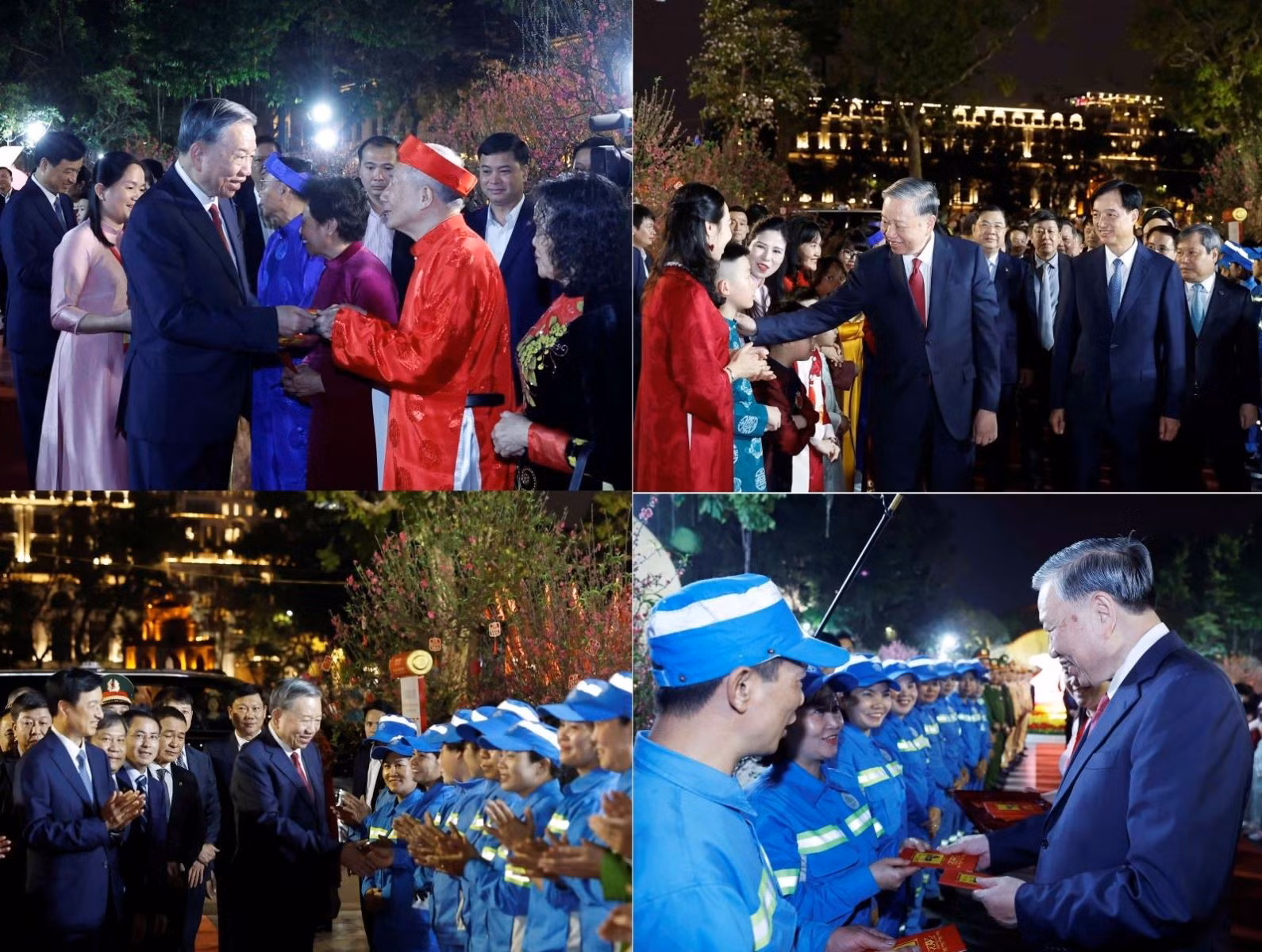 Tổng Bí thư Tô Lâm thăm hỏi, chúc Tết và mừng tuổi cho đại diện các tầng lớp nhân dân, tại Vườn hoa Lý Thái Tổ, Hà Nội, tối giao thừa 16/2/2026.