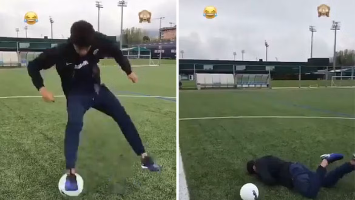 Xem Neymar dẫm trượt bóng ngã sõng soài trên sân ảnh 1