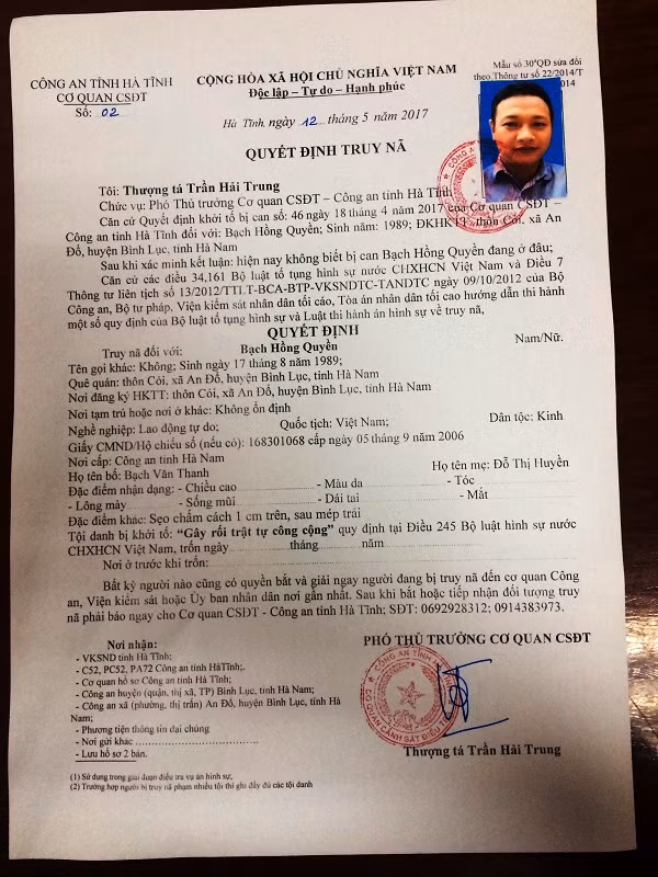 Truy nã toàn quốc đối tượng cầm đầu vụ kích động gây rối tại Lộc Hà (Hà Tĩnh) ảnh 4