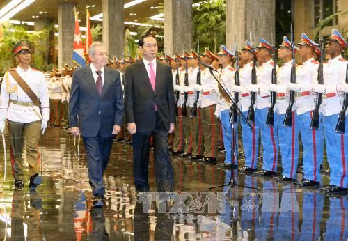 Chủ tịch Cuba Raul Castro đón và hội đàm với Chủ tịch nước Trần Đại Quang ảnh 2
