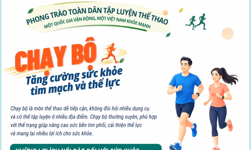Chạy bộ giúp cải thiện sức khỏe, tăng sức bền, hỗ trợ phòng ngừa bệnh