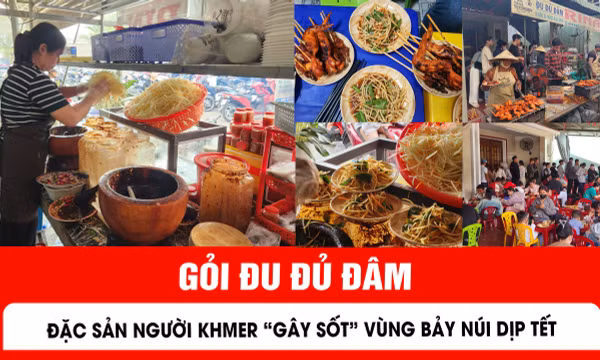 Đầu Xuân chen chân ăn gỏi đu đủ đâm trứ danh của người Khmer Tri Tôn, An Giang.