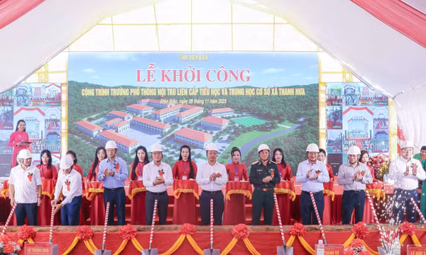 Phó Thủ tướng Lê Thành Long dự Lễ khởi công trường phổ thông liên cấp tại tỉnh Điện Biên